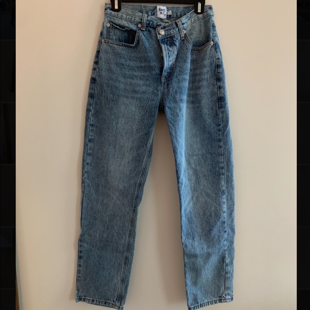 Light wash cross button jeans by Princess Polly